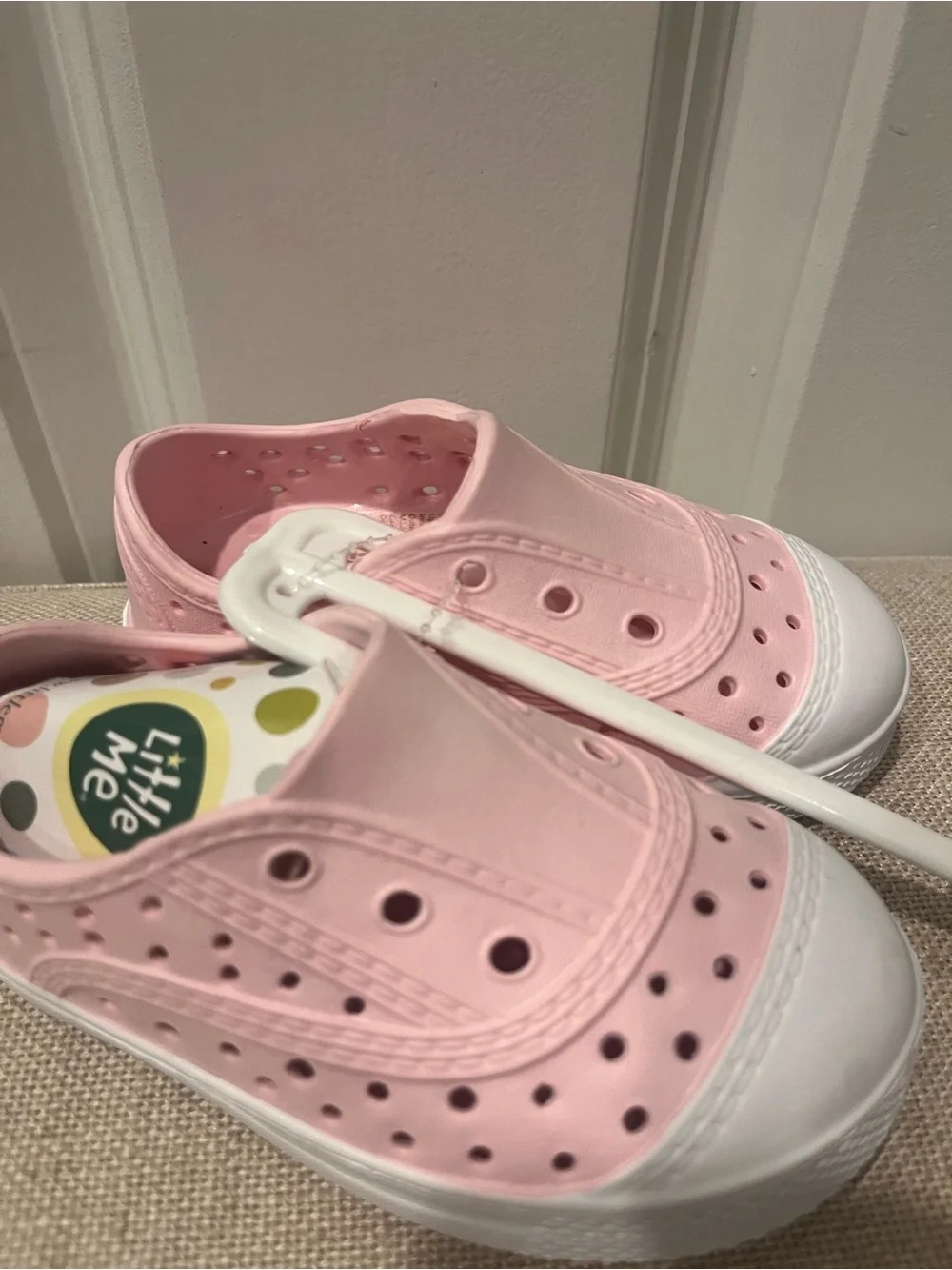 NWT Little Me Pink Slip-On Water Shoes with White Toe- Size 6